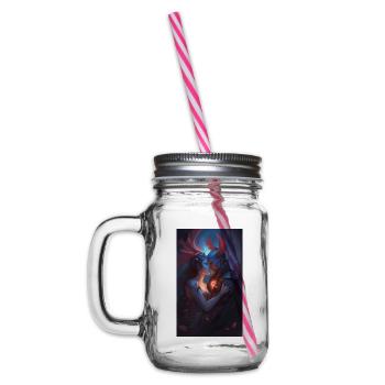 Dämonen Fantasy Liebesszene - Henkelglas mit Schraubdeckel - Klar - Links