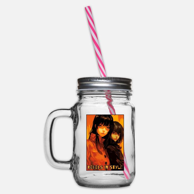 Rebellen mit Stil: Anime-Mädchen - Henkelglas mit Schraubdeckel - Klar