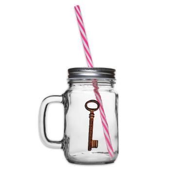 Schlüssel vintage magic key Einzug Umzug Geschenk - Henkelglas mit Schraubdeckel - Klar - Links
