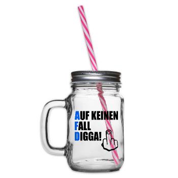 Definitely not digga - Glass jar with handle and screw cap - clear - Left