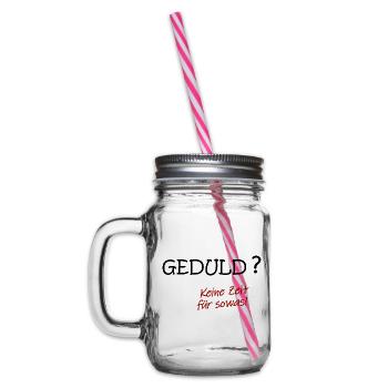 geduld schwarz - Henkelglas mit Schraubdeckel - Klar - Links