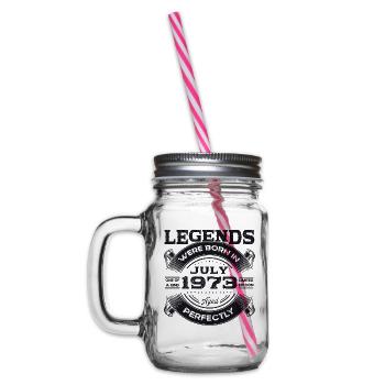 50. Geburtstag Mann legendär Juli Jahrgang 1973 - Henkelglas mit Schraubdeckel - Klar - Links