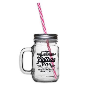 45. Geburtstag Frau / Mann Vintage Jahrgang 1979 - Henkelglas mit Schraubdeckel - Klar - Links