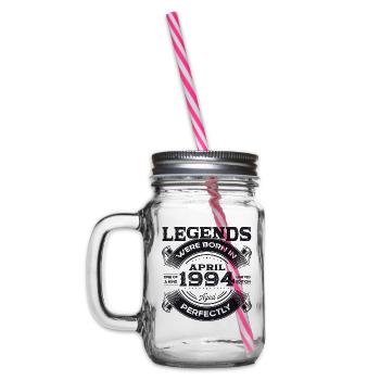 30th Birthday Husband Legend April Vintage 1994 - Glass jar with handle and screw cap - clear - Left