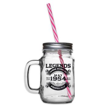 70. Geburtstag Mann Legende Mai Jahrgang 1954 - Henkelglas mit Schraubdeckel - Klar - Links