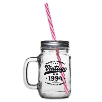 Vintage Mai 1994 Jahrgang 1994 Geburtstag 1994 - Henkelglas mit Schraubdeckel - Klar - Links