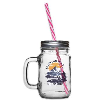 Faith can move Mountains, christliches Geschenk. - Henkelglas mit Schraubdeckel - Klar - Links