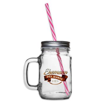 Ehemann des Jahres RAHMENLOS Geschenk - Henkelglas mit Schraubdeckel - Klar - Links