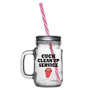 Cuckold cuck clean up service - Henkelglas mit Schraubdeckel - Klar - Links