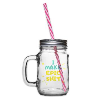 I make Epic Shit Do Things - Glass jar with handle and screw cap - clear - Left