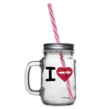Fishing - I love pike - Glass jar with handle and screw cap - clear - Left