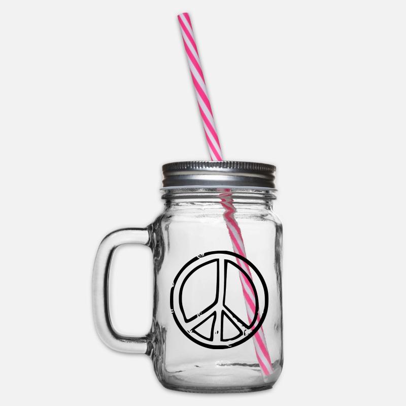 Peacezeichen - Henkelglas mit Schraubdeckel - Klar