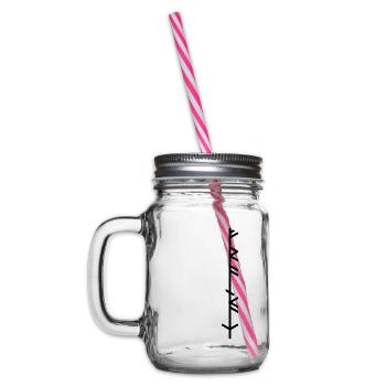 Franke(n) "Frankaz" germ. Stamm, Bind rune, Staff - Glass jar with handle and screw cap - clear - Left