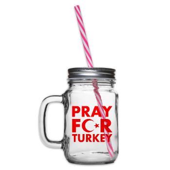 Pray for turkey - Henkelglas mit Schraubdeckel - Klar - Links