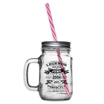20. Geburtstag Legendär Juni 2004 Jahrgang 2004 - Henkelglas mit Schraubdeckel - Klar - Links