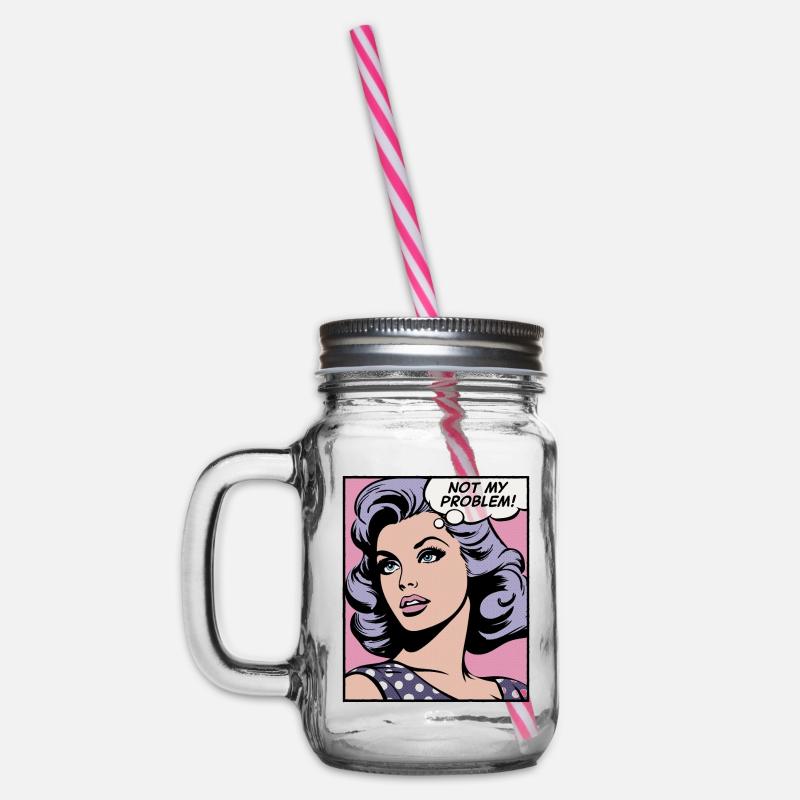 Pas mon problème, fille pop art - Bocal à boisson - transparent