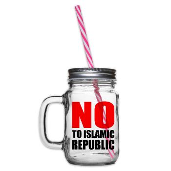 no to islamic republic - Henkelglas mit Schraubdeckel - Klar - Links