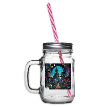 Fantasy land dreamscape - Glass jar with handle and screw cap - clear - Left