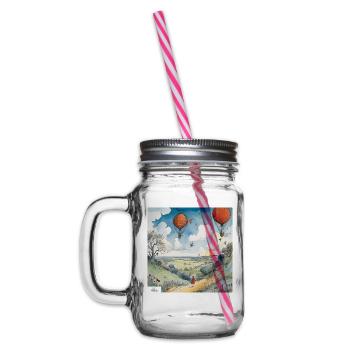 Glücklicher Sommer Vintage Cartoon - Henkelglas mit Schraubdeckel - Klar - Links