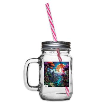 Comic world dreamscape - Glass jar with handle and screw cap - clear - Left