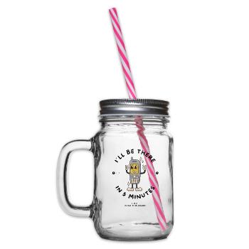 Just 5 minutes cartoon - Glass jar with handle and screw cap - clear - Left