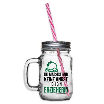 Du machst mir keine Angst ich bin Erzieherin - Henkelglas mit Schraubdeckel - Klar - Links