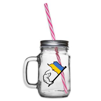 Ukraine - Henkelglas mit Schraubdeckel - Klar - Links