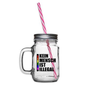 Kein mensch ist illegal - Henkelglas mit Schraubdeckel - Klar - Links