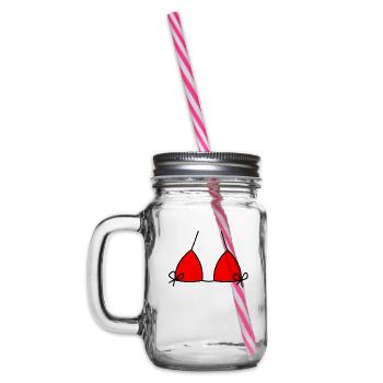 Maillot de bain bikini bikini rouge carnaval - Bocal à boisson - transparent - Gauche