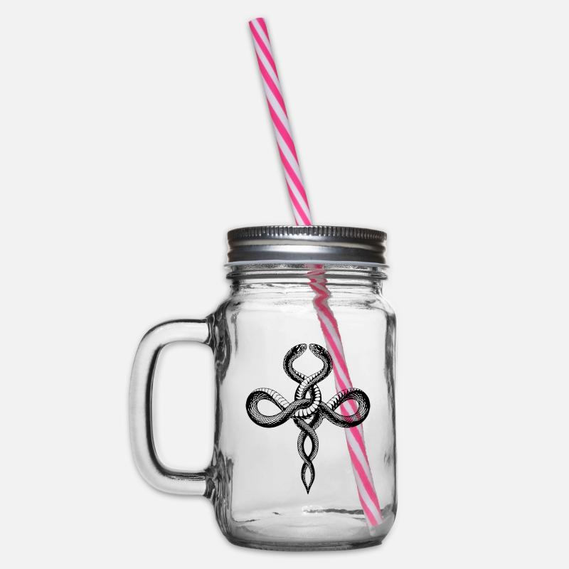 Snakes - Glass jar with handle and screw cap - clear