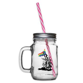Freedom Guiding LGBT People - Glass jar with handle and screw cap - clear - Left