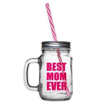 Best mom ever - Henkelglas mit Schraubdeckel - Klar - Links