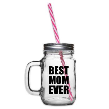 Best mom ever - Henkelglas mit Schraubdeckel - Klar - Links