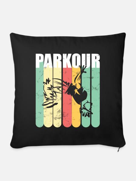 Parkour Retro - Sofakissen mit Füllung 45 x 45 cm - Schwarz