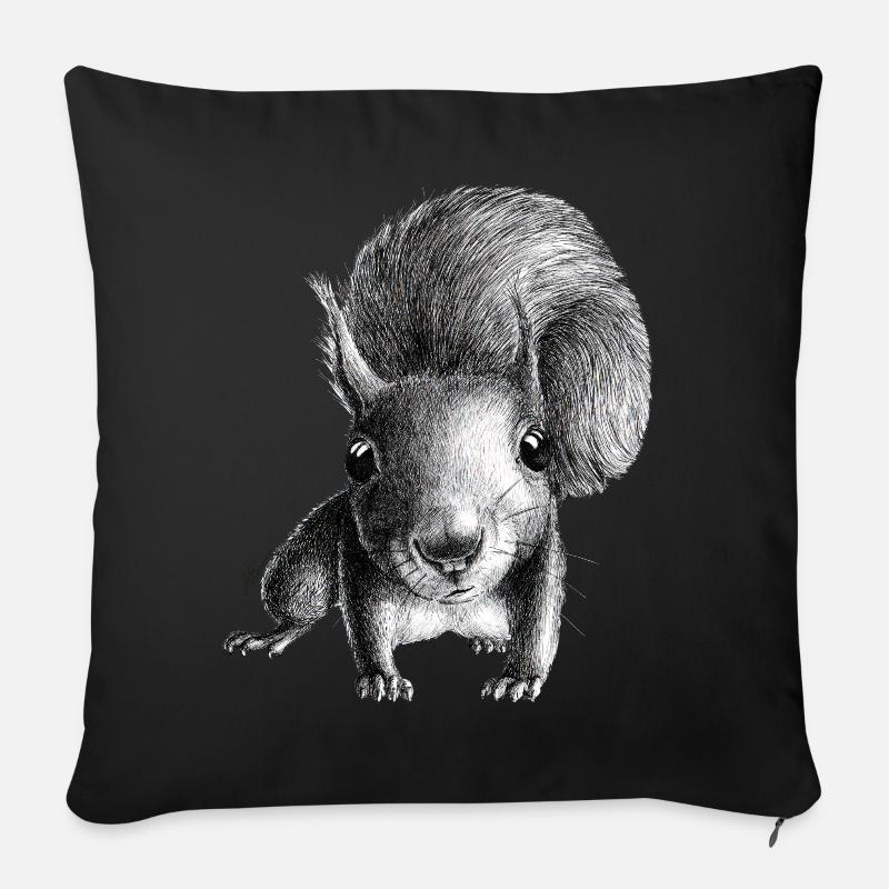 Eichhörnchen - Sofakissen mit Füllung 45 x 45 cm - Schwarz