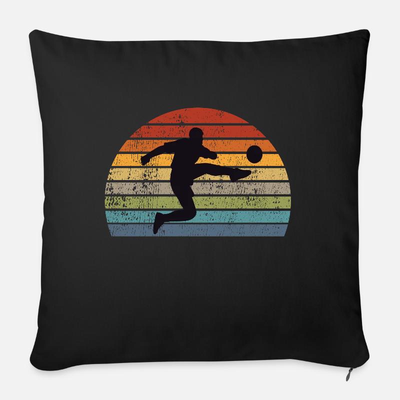 Fußball - Sofakissen mit Füllung 45 x 45 cm - Schwarz