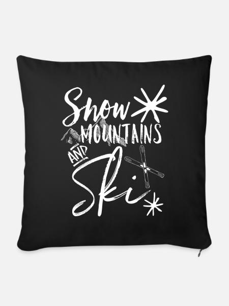 Ski Mountain Snow - Sofakissen mit Füllung 45 x 45 cm - Schwarz