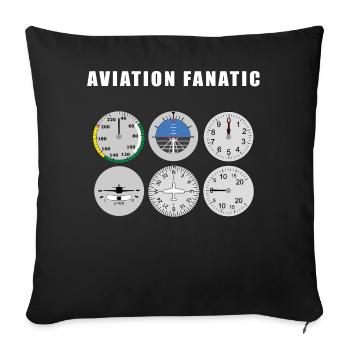 Aviation fanatic - Coussin et housse de 45 x 45 cm - noir - Devant