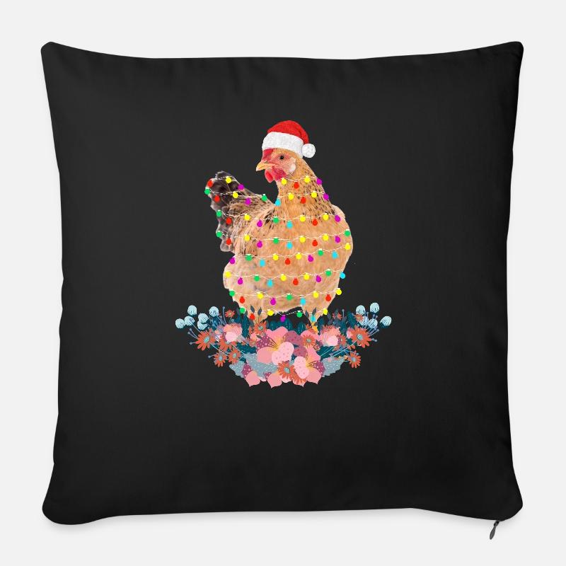 Poulet Joyeux Noël - Coussin et housse de 45 x 45 cm - noir