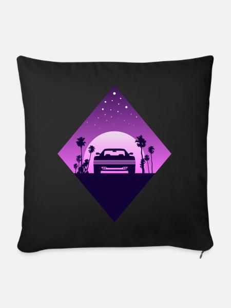 Vaporwave Sportwagen - Sofakissen mit Füllung 45 x 45 cm - Schwarz