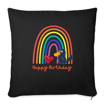 Happy birthday! Baby Platypus, Rainbow Heart - Sofa pillow with filling 45cm x 45cm - black - Front