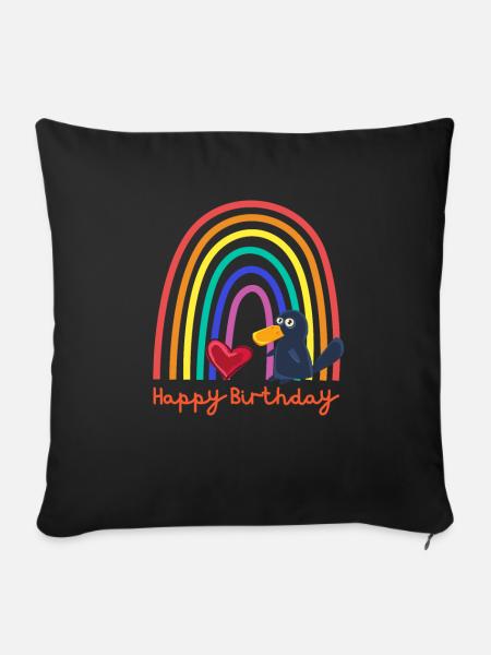 Happy birthday! Baby Schnabeltier, Regenbogen Herz - Sofakissen mit Füllung 45 x 45 cm - Schwarz