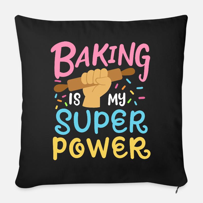 Backen Bäcker Nudelholz - Sofakissen mit Füllung 45 x 45 cm - Schwarz