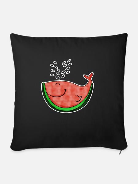 Wassermelone Wal - Sofakissen mit Füllung 45 x 45 cm - Schwarz