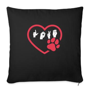 Langue des signes Amoureux de chiens deaf dog - Coussin et housse de 45 x 45 cm - noir - Devant