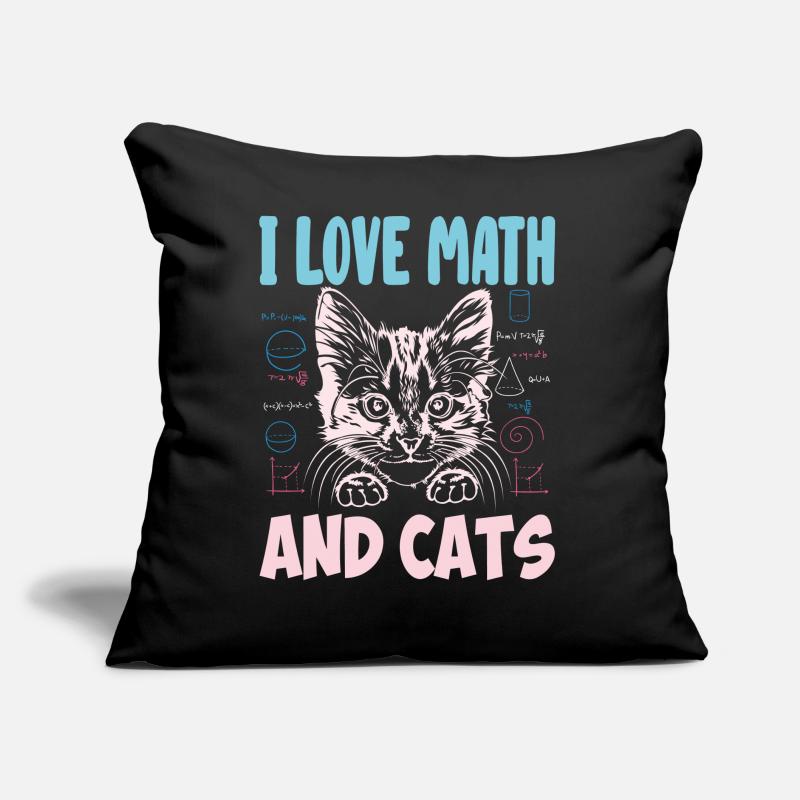Math Kitty Cat J’adore Math et chats Professeur de mathématiques Coussin et housse de 45 x 45 cm