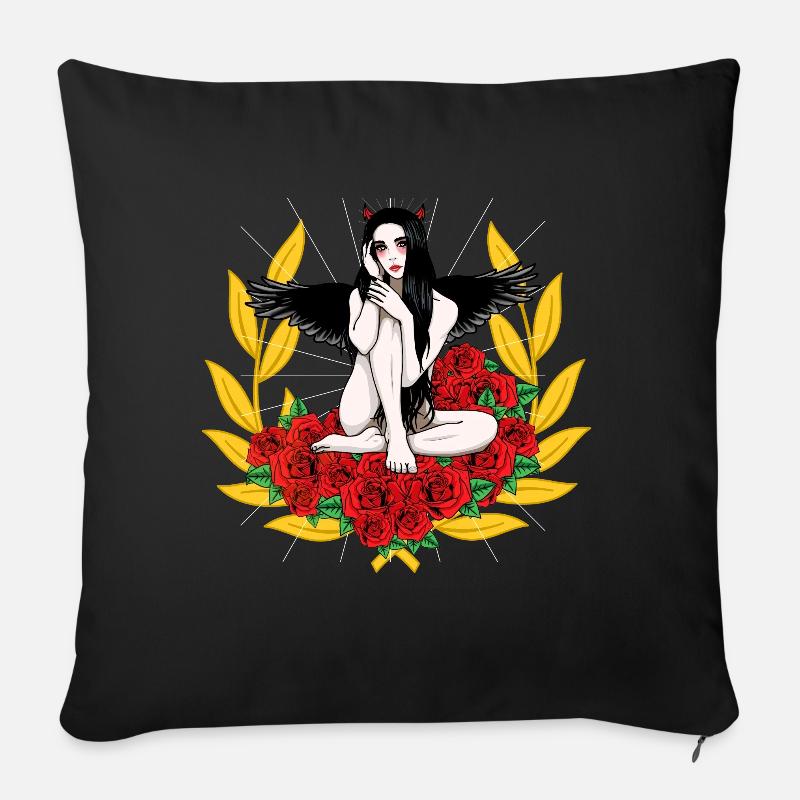 Devilish Devil Woman Satan's Roast Devil - Sofa pillow with filling 45cm x 45cm - black