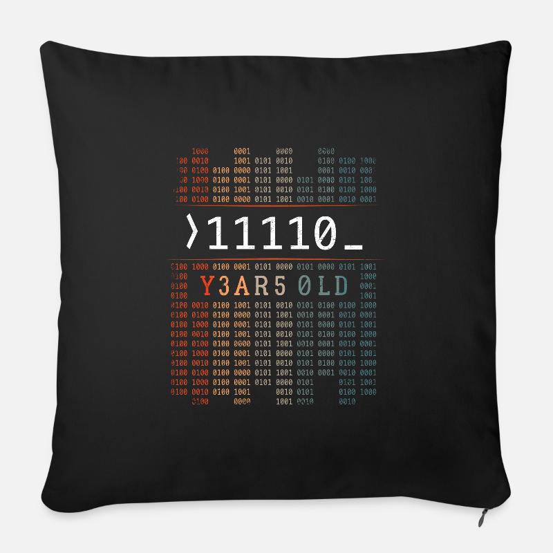 11110 YEARS OLD BINARY CODE 30TH BIRTHDAY GIFT - Sofa pillow with filling 45cm x 45cm - black