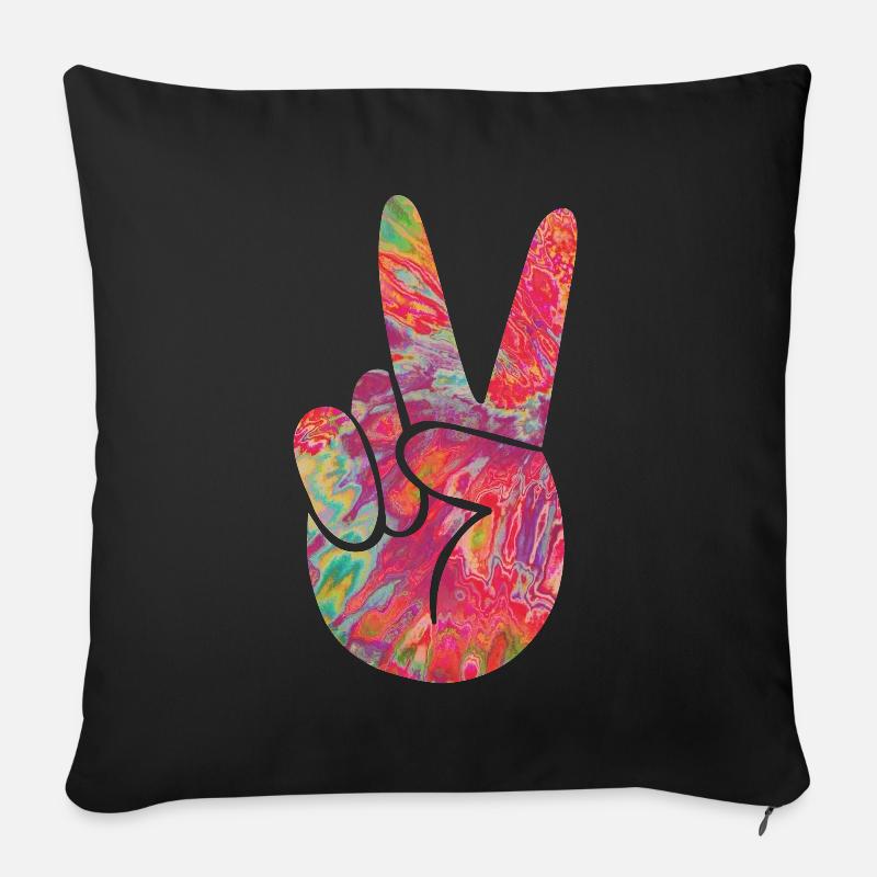 Peace Finger - Sofakissen mit Füllung 45 x 45 cm - Schwarz