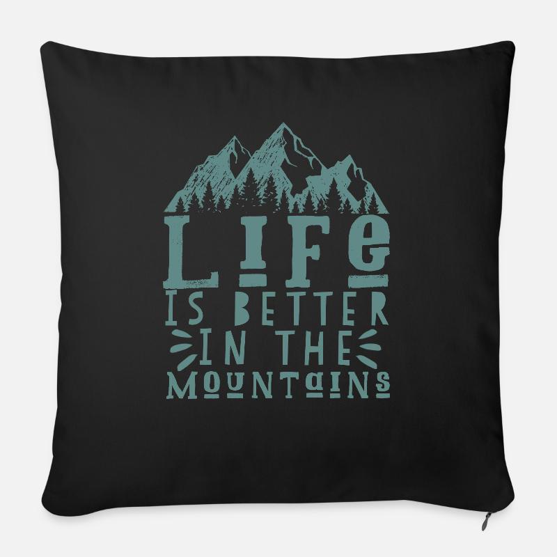 Berg Spruch - Sofakissen mit Füllung 45 x 45 cm - Schwarz